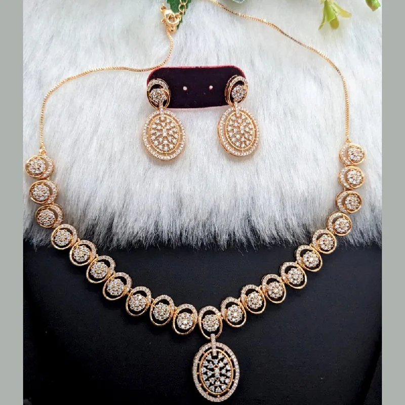 Aamrapali Rose Gold  Plated AD Necklace Set