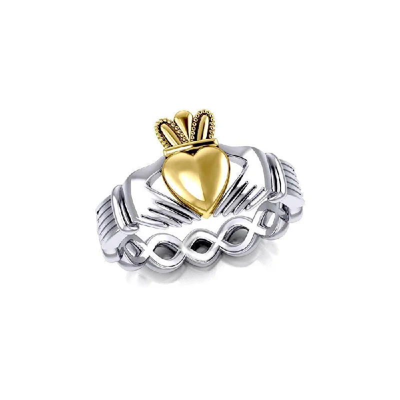 Infinity Claddagh Sterling Silver with Gold Accent Ring MRI1116