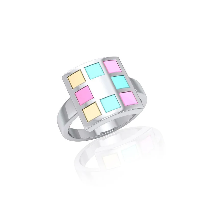 Modern Square Inlaid Ring TRI506