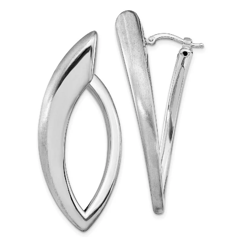 Curata 925 Sterling Silver Rhodium 50.2x6.75mm Brushed Modern Hoop Earrings