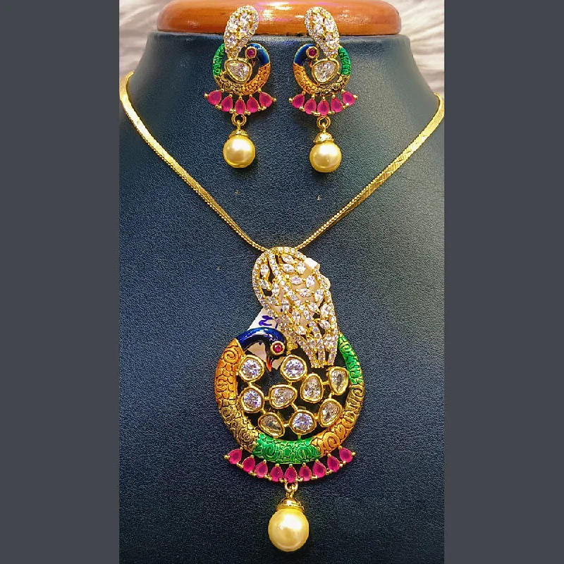 Jain Jewellers Gold Plated AD Stone Necklace Set