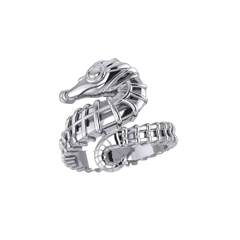 Large Seahorse Sterling Silver Wrap Ring TRI1859