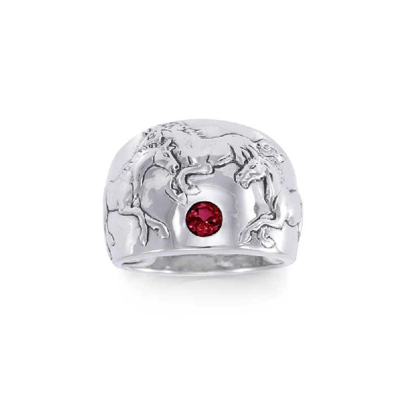 Running Horses Silver Ring TR3549