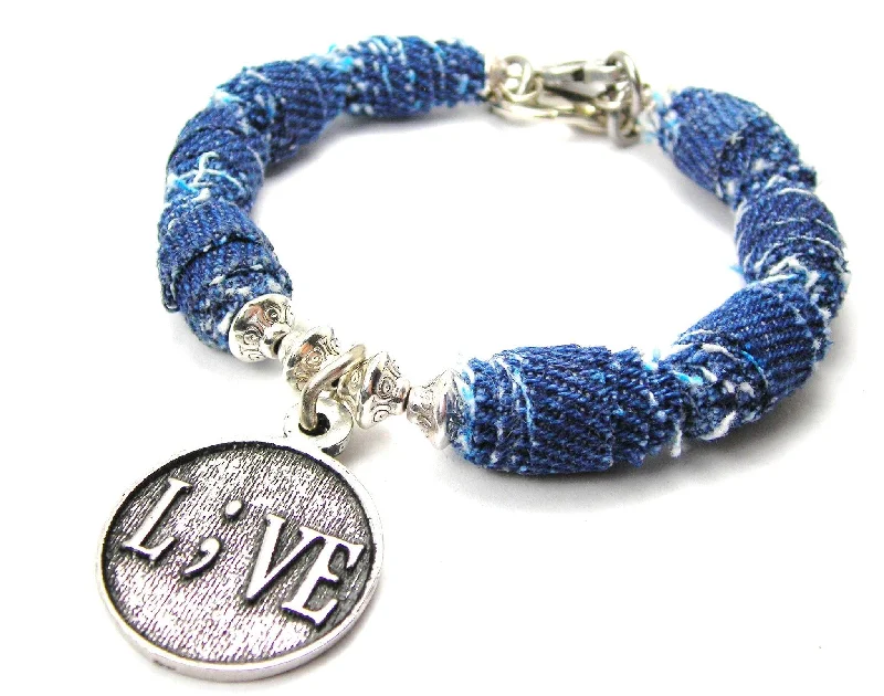 L;ve Blue Jean Beaded Toggle Bracelet