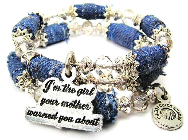 I'm The Girl Your Mother Warned You About Blue Jean Beaded Wrap Bracelet