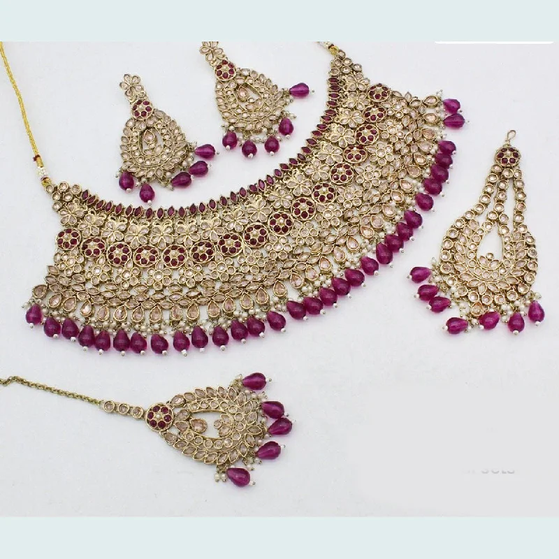 Manisha Jewellery Gold Plated Reverse AD Necklace Set