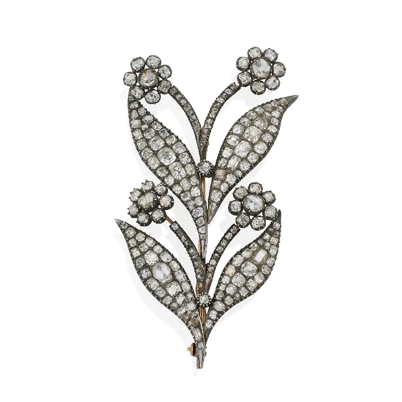 Antique Diamond Flower Brooch