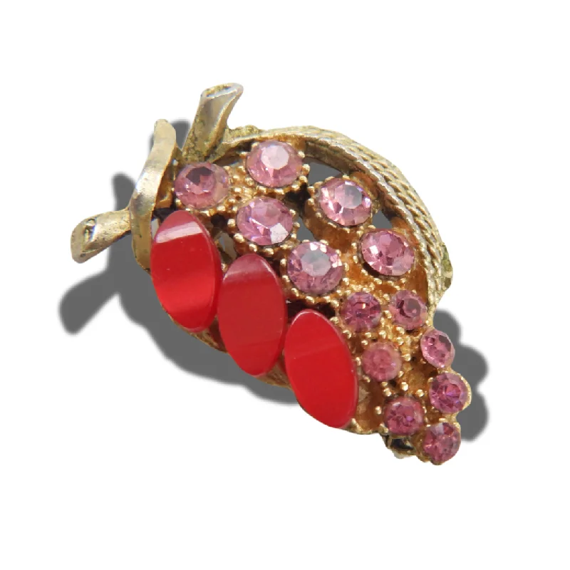 Pink Rhinestone Brooch