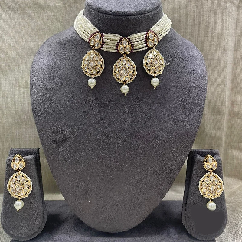 Jyoti Arts Gold Plated Kundan Choker Necklace Set