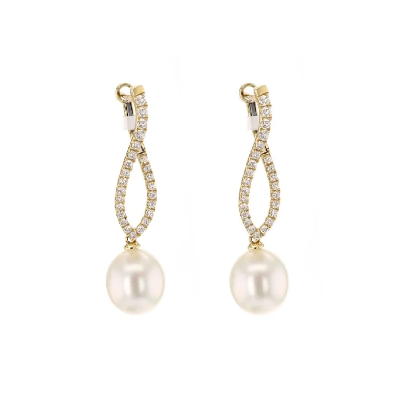 Pearl & Diamond Drop Earrings