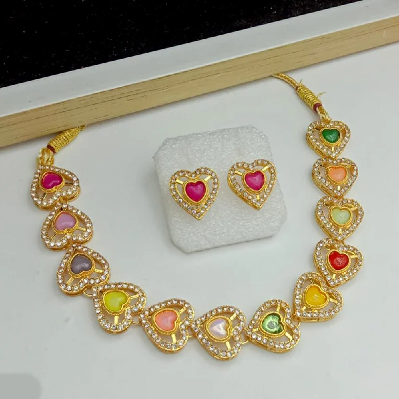 SP Jewellery Gold Plated Crystal Stone Necklace Set