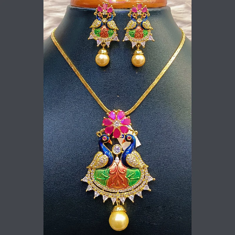 Jain Jewellers Gold Plated AD Stone Necklace Set