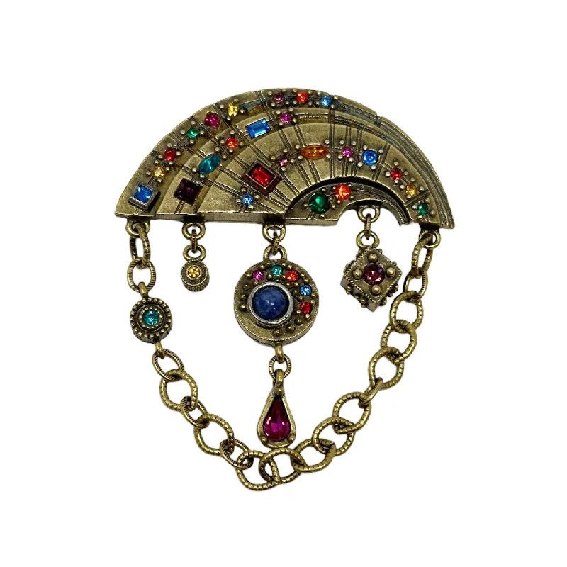 Patricia Locke Fan Dance Brooch in Gold Multi