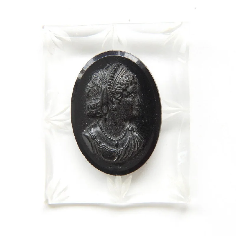 vintage black cameo brooch