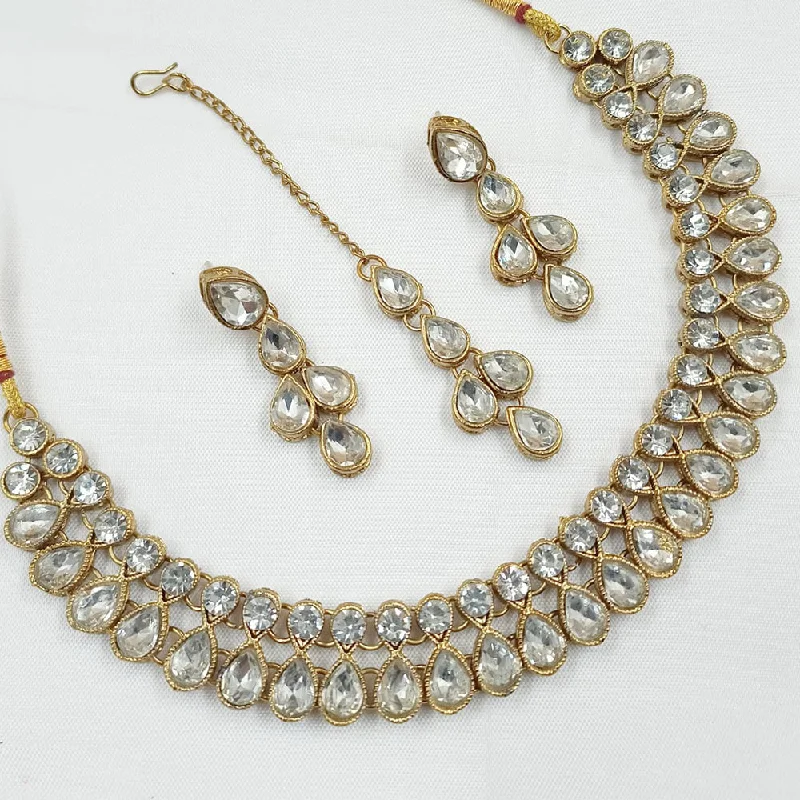 Padmawati Bangles Gold Plated Crystal Stone Necklace Set