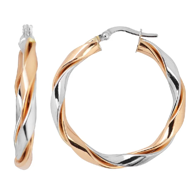 Fremada 10k Two-tone Gold High Polish Twisted Hoop Earrings