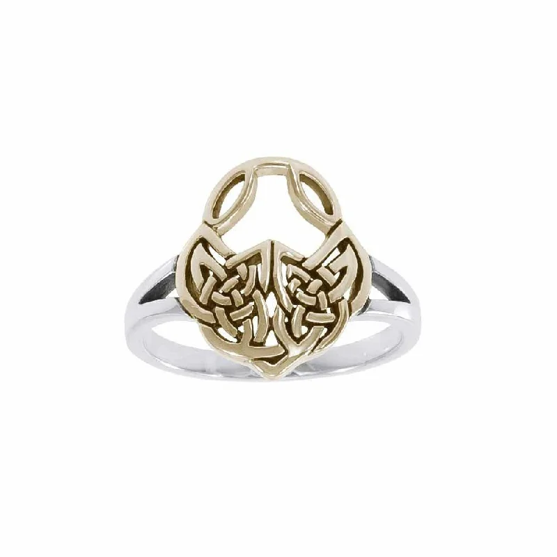 A celebration of the Celtic heritage ~ Celtic Knotwork Sterling Silver with 14k Gold Accent Ring MRI1588