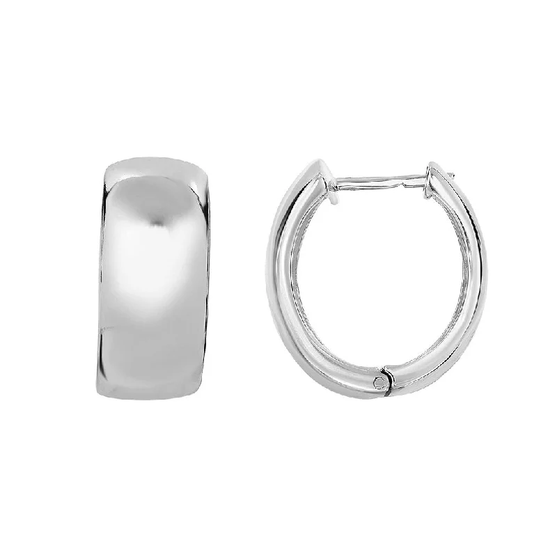 Curata 925 Sterling Silver Rhodium 22x10mm Huggies Hinged Polished Hoop Earrings