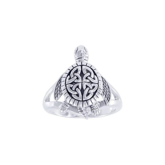 Believe in you pace. . .just like a Celtic turtle Silver Ring TRI1631