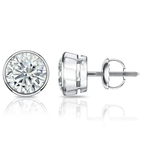 Auriya 4 1/5ctw Round Diamond Stud Earrings Bezel-set Platinum - GIA Certified