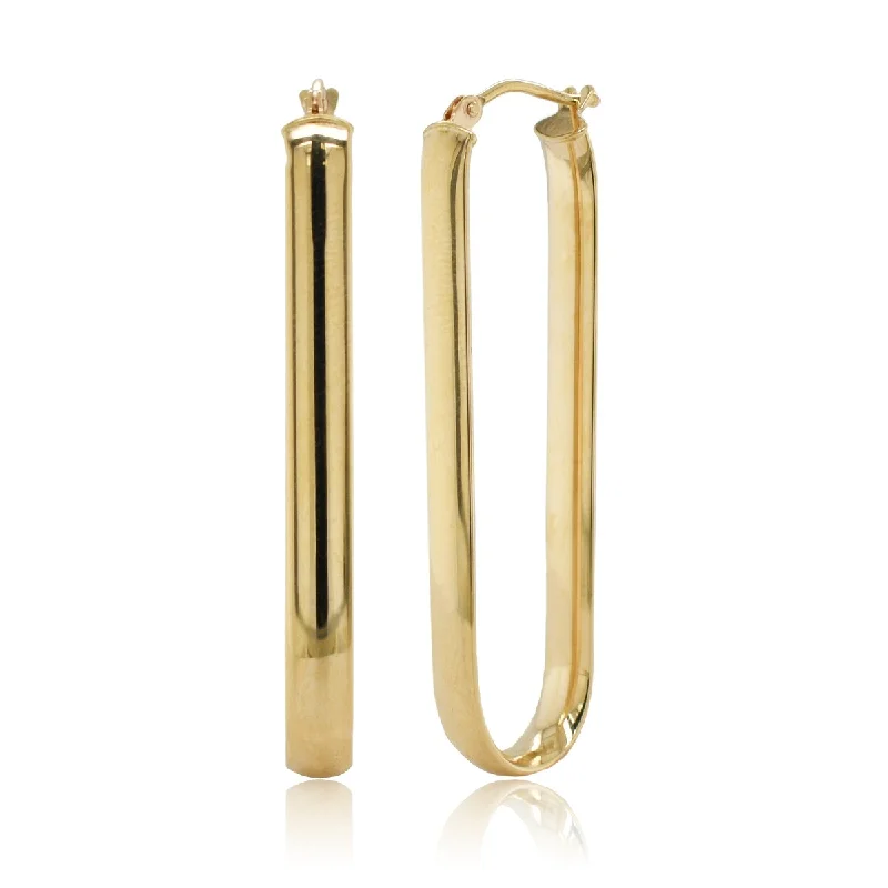 Joelle Gold Oblong Shape Earrings 14K Yellow Gold 4x40 MM 1.50 inches