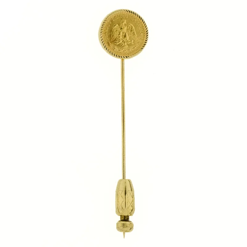 Dos Pesos Coin Brooch in 14K Yellow Gold