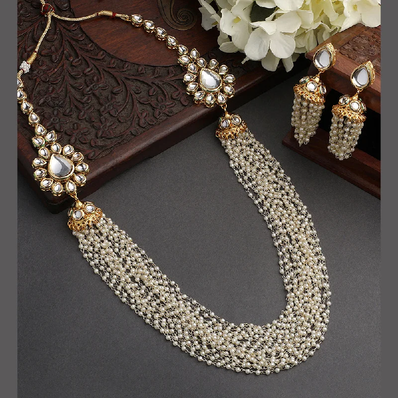 Asmitta Gold Plated Kundan Long Necklace Set