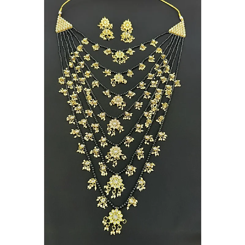 Akruti Collection Gold Plated Kundan And Pearl Long Necklace Set