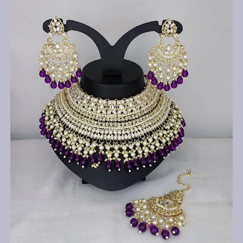 Lucentarts Jewellery Gold Plated Kundan Choker Necklace Set