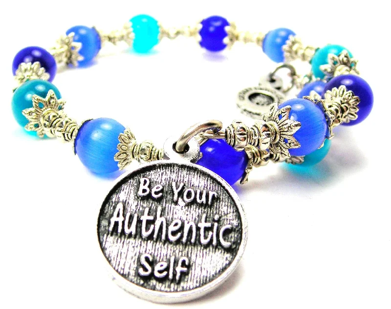 Be Your Authentic Self Cat's Eye Beaded Wrap Bracelet