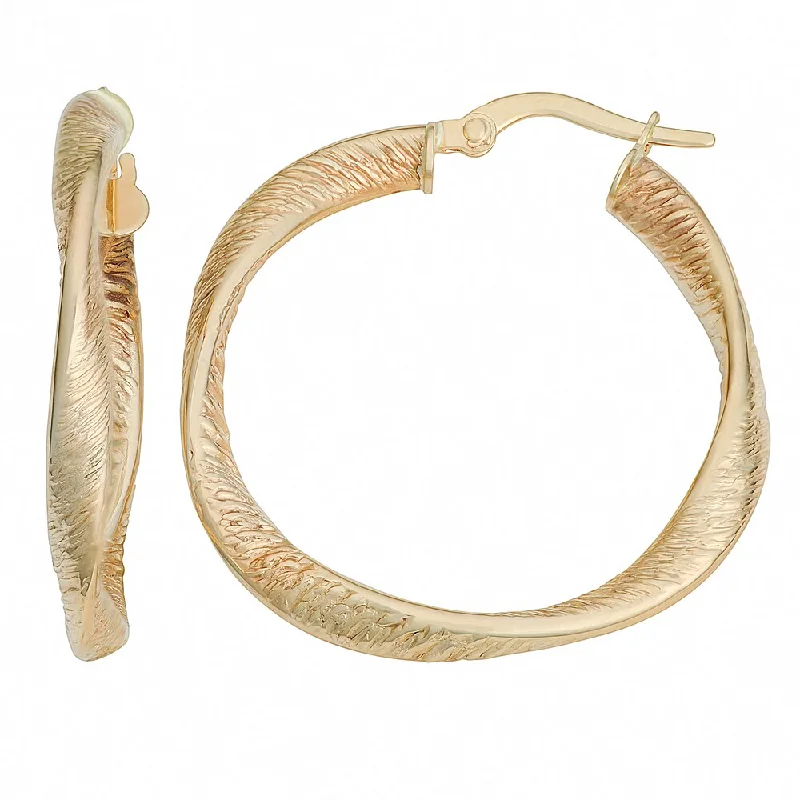 Fremada 10k Yellow Gold Stone Finish Twist Hoop Earrings