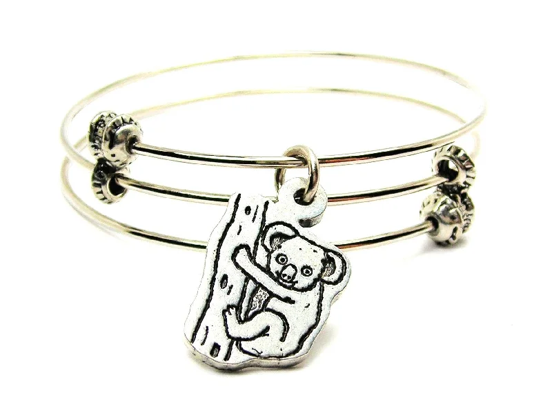 Koala On A Tree Triple Style Expandable Bangle Bracelet