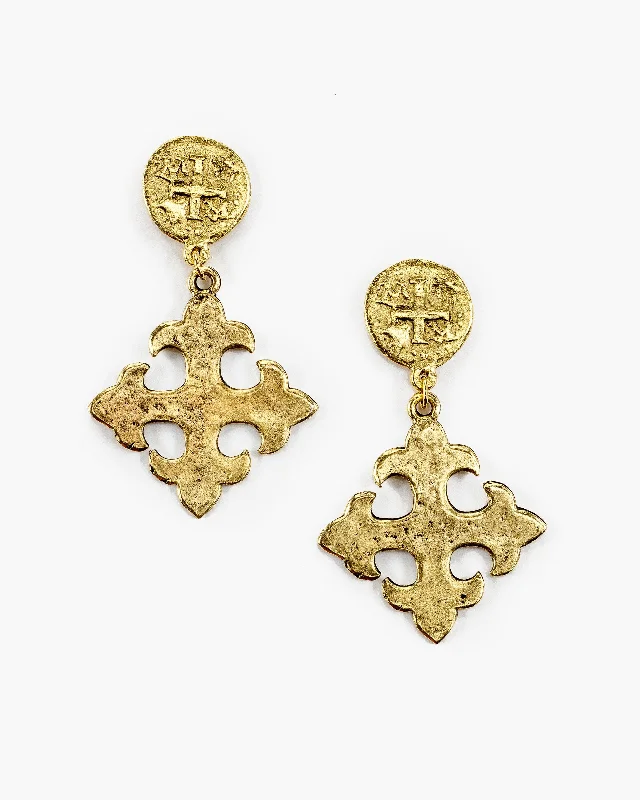 Coin Cross and Maltese Cross Post Top Earring (ER349)