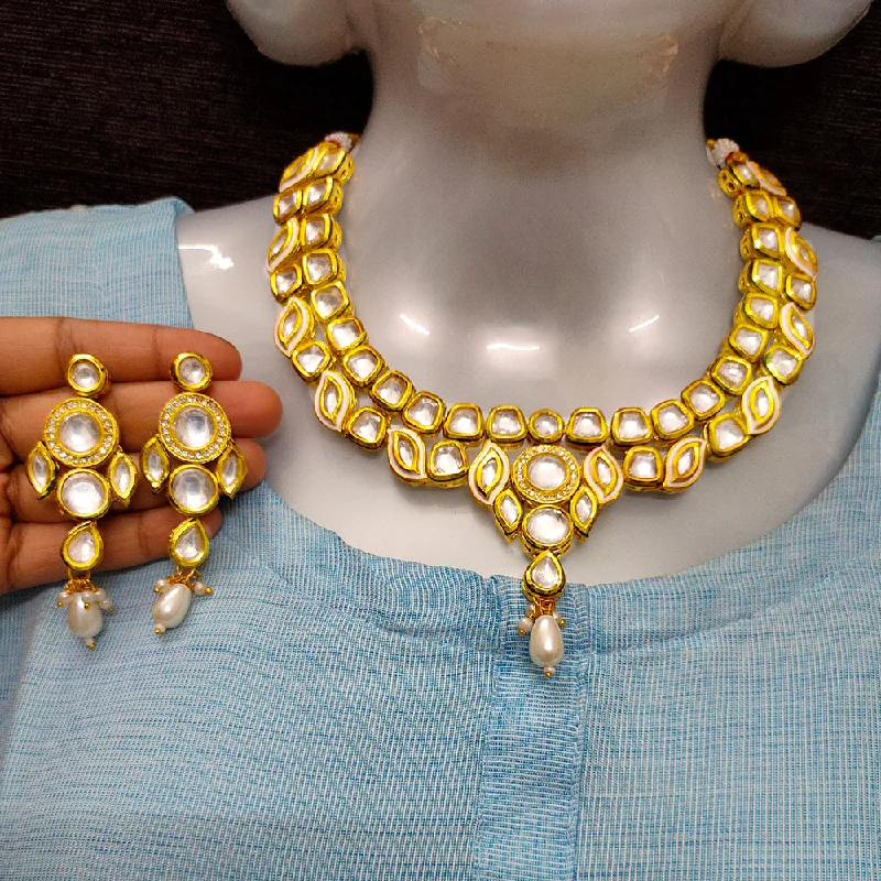 Gehana Mahal Gold Plated Kundan Necklace Set