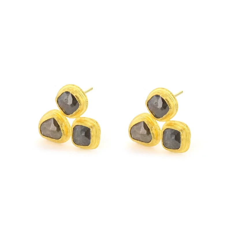 24K Rough Cut Diamond Earrings | M10273311