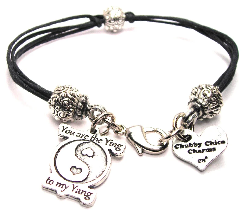 You Are The Ying To My Yang Beaded Black Cord Bracelet