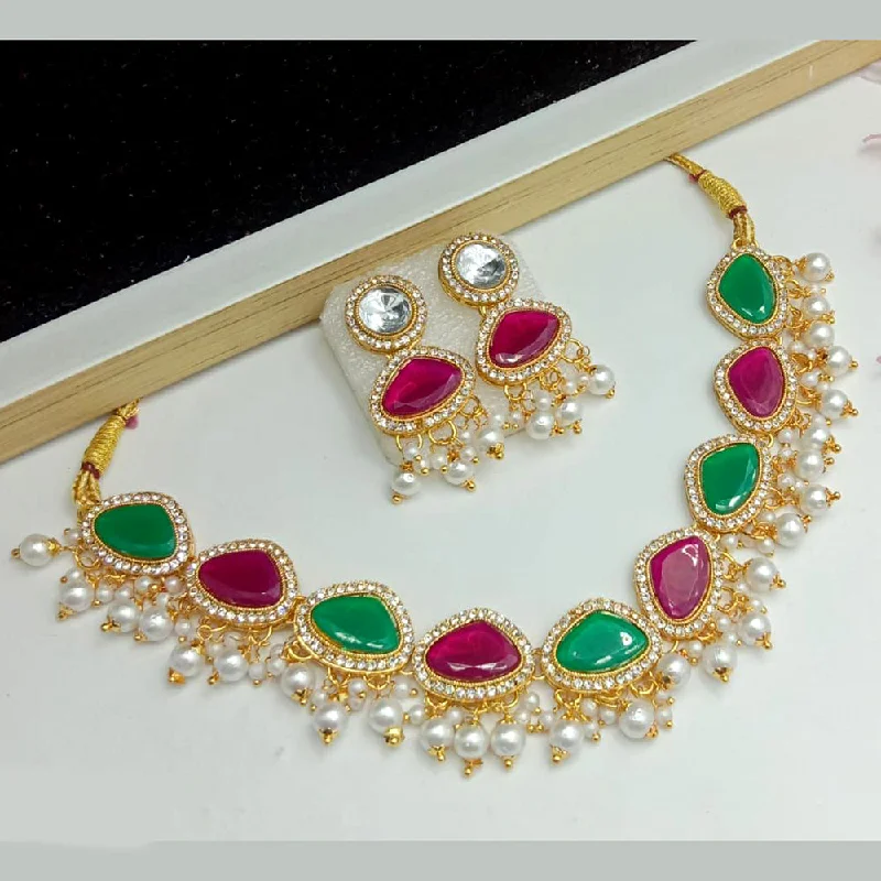 SP Jewellery Gold Plated Crystal Stone Necklace Set