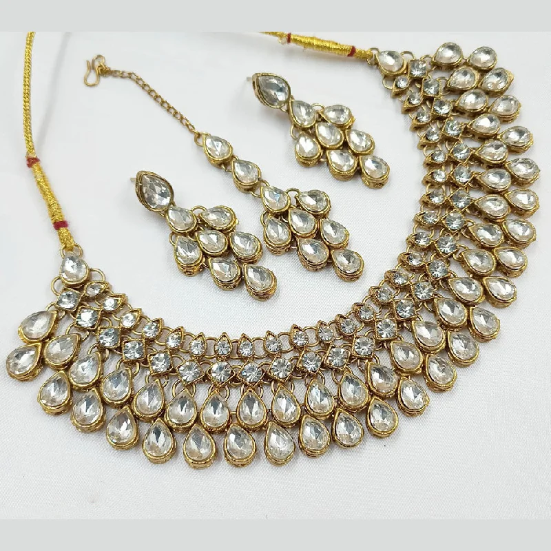 Padmawati Bangles Gold Plated Crystal Stone Necklace Set