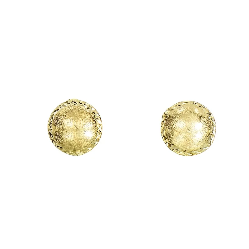 Curata 14k Yellow Gold 8mm Satin Bead Border Post Earrings