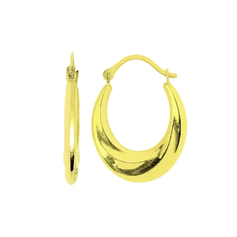 Curata 14k Yellow Gold 20mm Graduated Oval Hoop Earrings