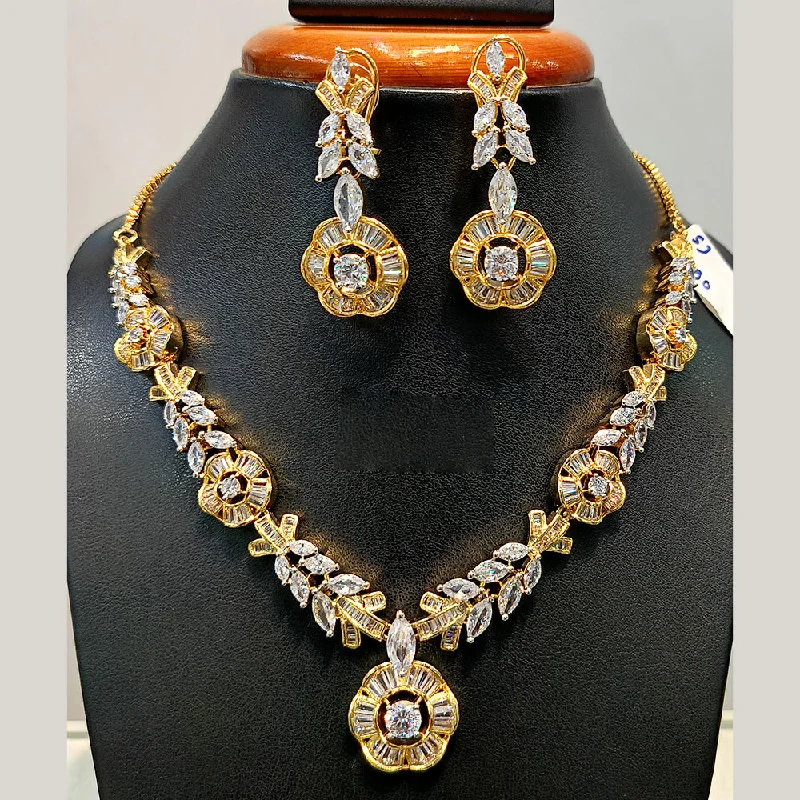 Jain Jewellers  Gold Plated  AD Necklace Set