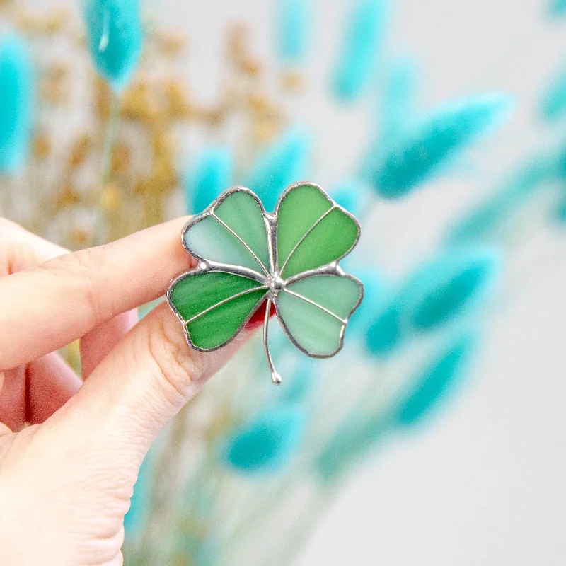 Stained glass pin Clover Brooch