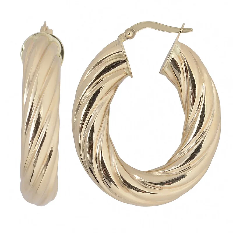 Fremada Italian Bold 14k Yellow Gold Oval Hoop Earrings