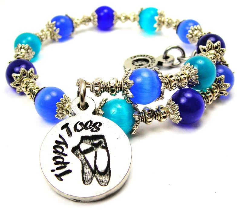 Tippy Toes Cat's Eye Beaded Wrap Bracelet