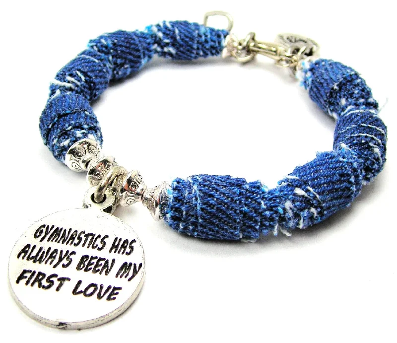 Gymnastics Has Always Been My First Love Blue Jean Beaded Toggle Bracelet