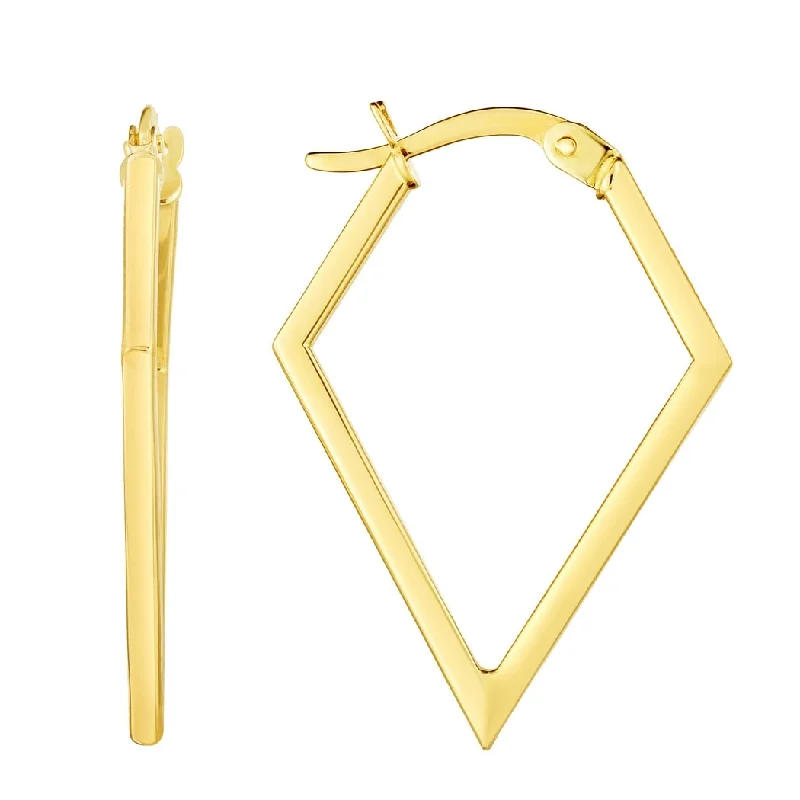 Curata 14k Yellow Gold 28.3x20.2mm Polished Inverted Triangle Hoop Earrings