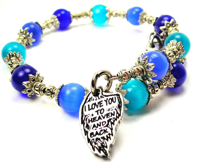 I Love You to Heaven and Back Cat's Eye Beaded Wrap Bracelet