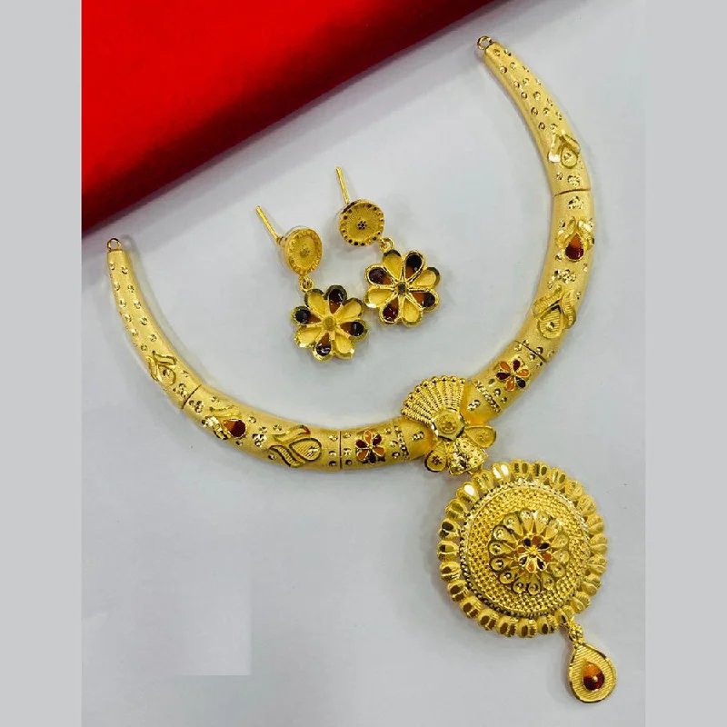 FS Collection Gold Plated Meenakari Necklace Set