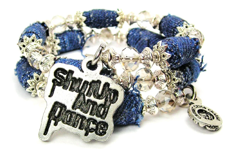 Shut Up And Dance Blue Jean Beaded Wrap Bracelet