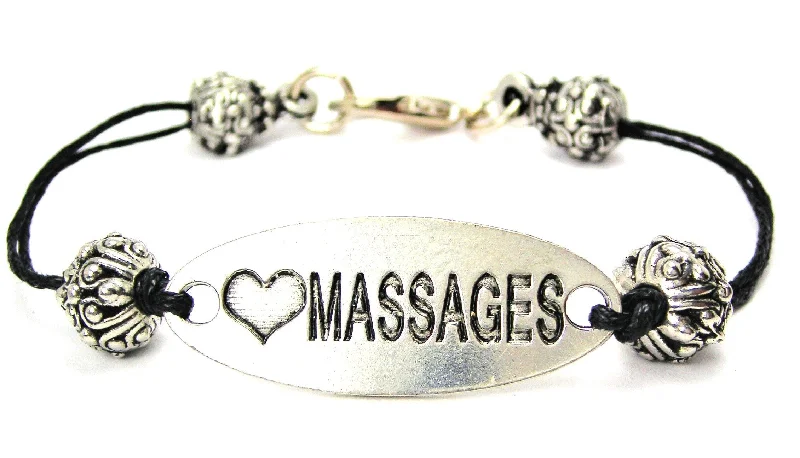 Love Massages Black Cord Connector Bracelet